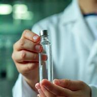 Scientist holding custom formula sample