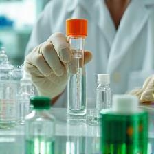 Scientist mixing cosmetic ingredients